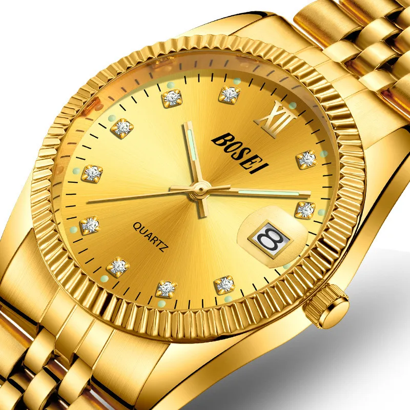 

Top Luxury Brand Gold Watch Men Stainless Steel business Men's WristWatch fashion Golden Male Clock Classic Relogio masculino