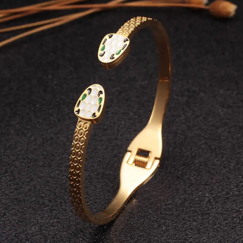 

Luxury Brand Stainless Steel Mesh Snake Open Cuff Bangle Classic Wedding Party Charm Bracelets Jewelry