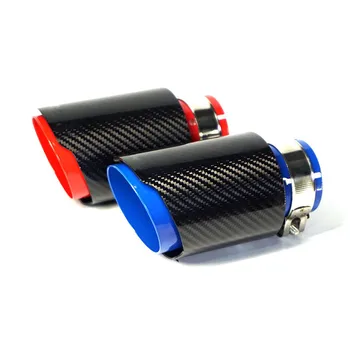 

Car Exhaust Tail Pipes Twill Glossy Carbon Muffler Tip Tail End For BMW M2 M3 M4 Universal Stainless Steel Straight Flange