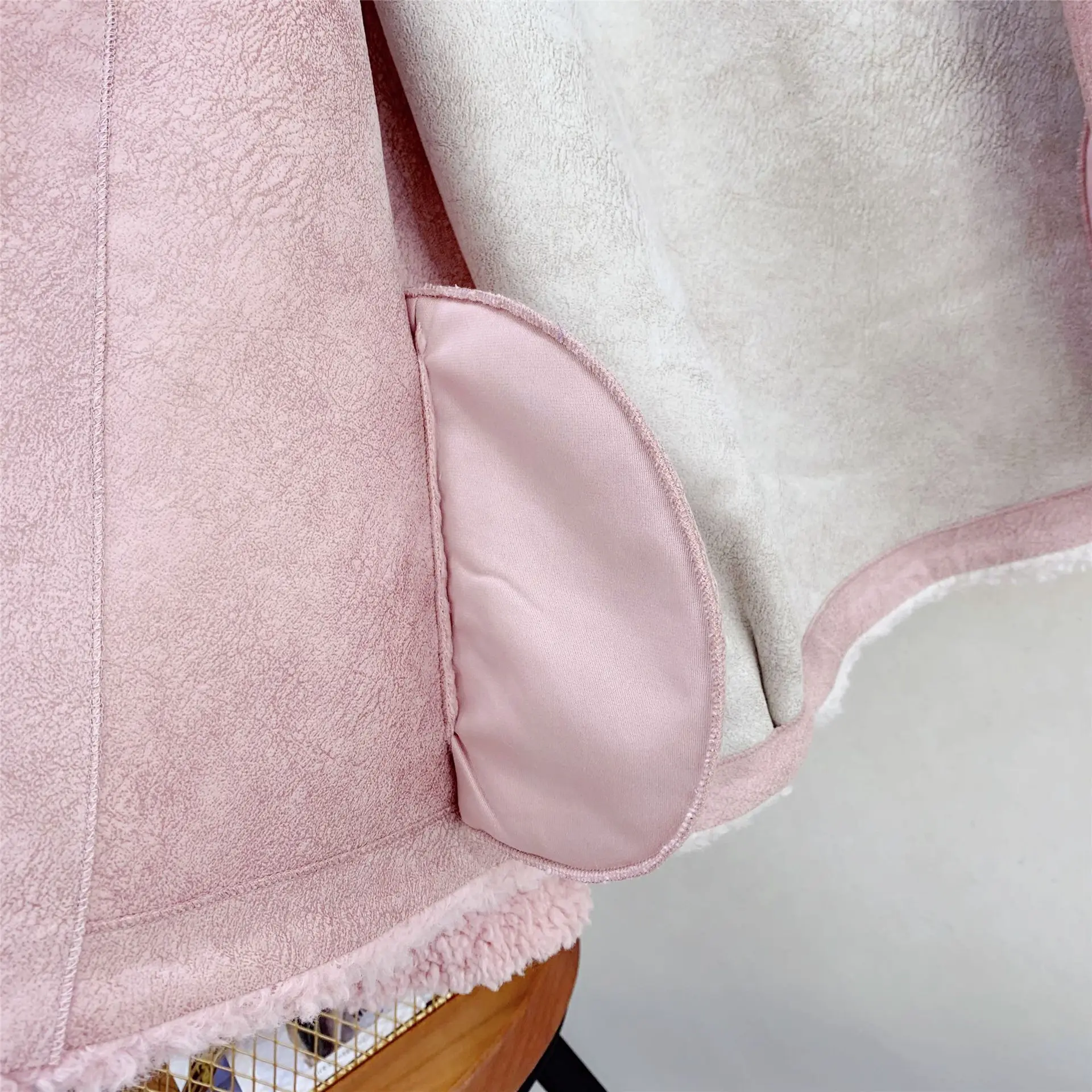 Lambs Wool Coat Women's Autumn And Winter New Style Korean-style Versatile Thick Short Contrast Color Zipper quan mao Overc