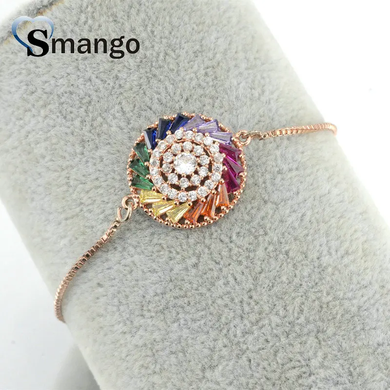 Rose Gold 5pcs Оптом медный микро проложить 8 цветов круглые, с цирконом браслет с шармом в 3 цветах высокое качество покрытие 5or10pcs, B0096 - Окраска металла: Rose Gold 5pcs