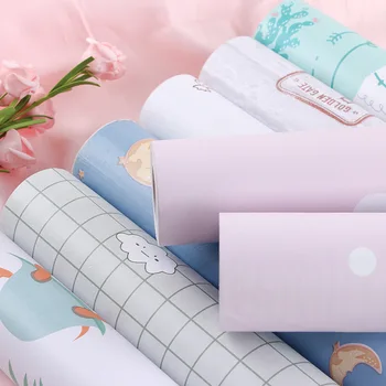 

10m DIY PVC cartoon wallpaper waterproof self adhesive living room bedroom Unicorn children's furniture wall stickers Hot Sale