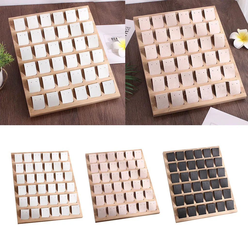 

36 Pair Earring Cards, Velvet/Leatherette Bamboo Earrings Display Card Holder for Jewelry Accessory Display, 3 Colors