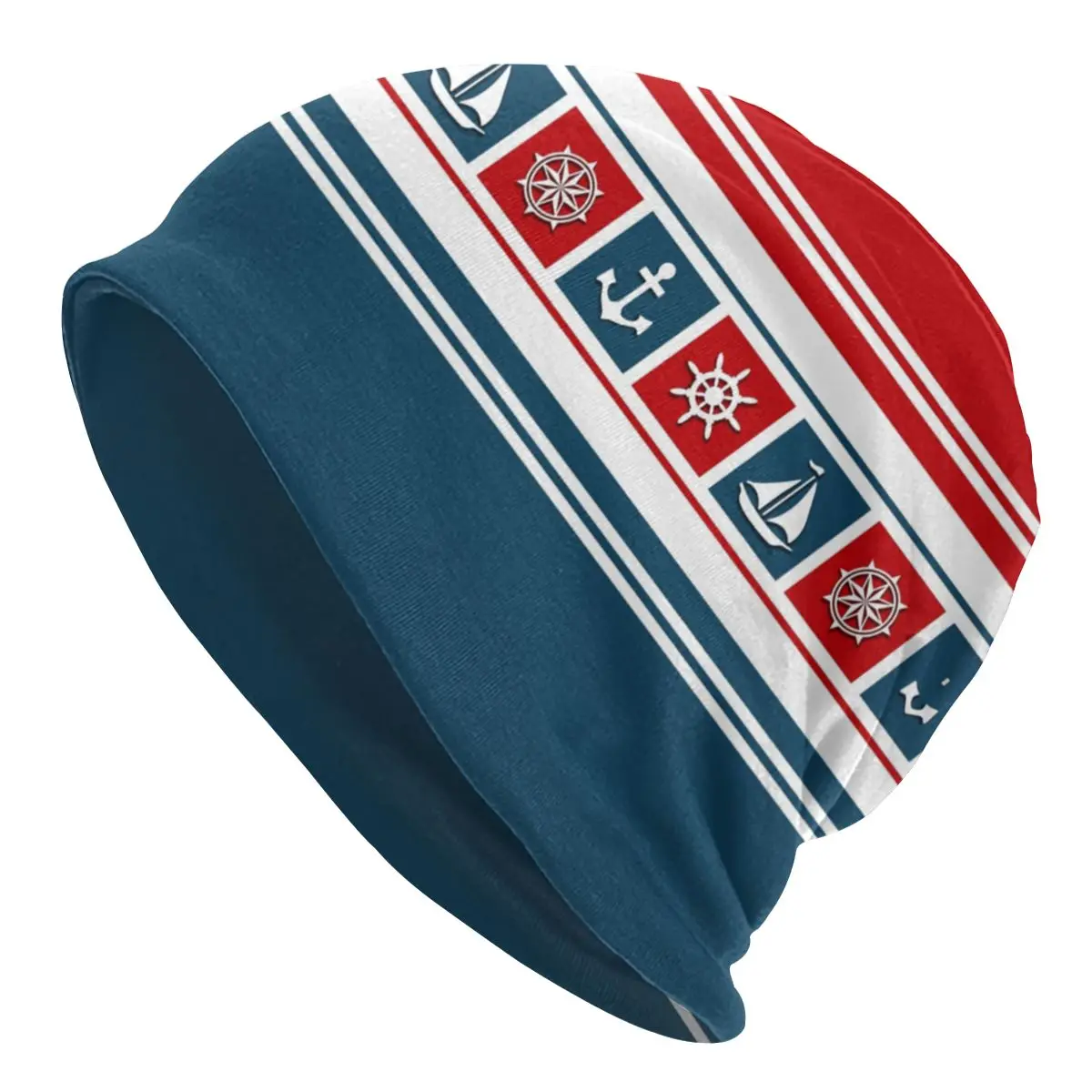 

Nautical Symbols Bonnet Hats Nautical Navy Style Pattern Sailing Knitting Hats Hip Hop Skullies Beanies Hat Warm Dual-use Caps