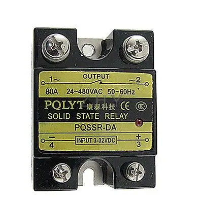 

Single Phase Solid State Relay SSR-80 DA 80A 3-32V DC / 24-480V AC