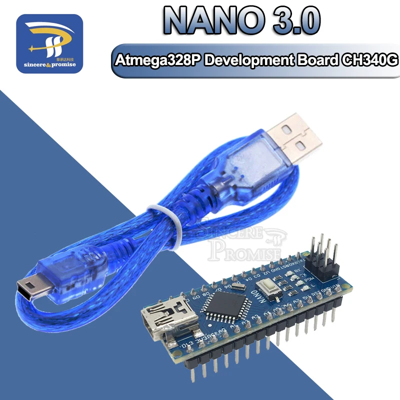Мини контроллер Nano 3 0 совместимый с Arduino ATmega328P CH340G 5 В 16 м драйвер USB CH340 кабелем V3.0