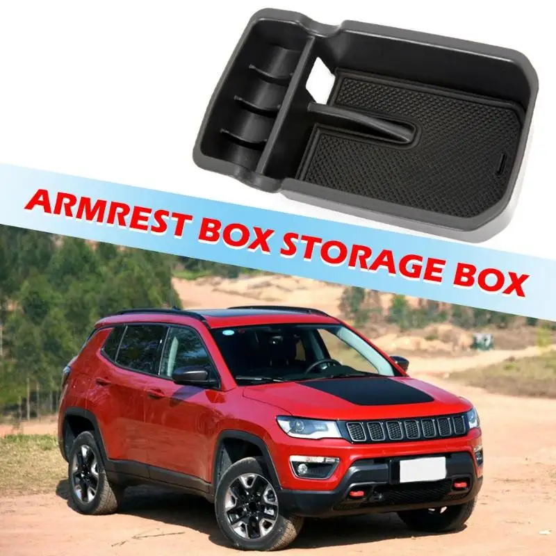 Center Console Armrest Storage Box ABS Silicone Tray Insert Organizer Auto Interior Accessories for Jeep Compass