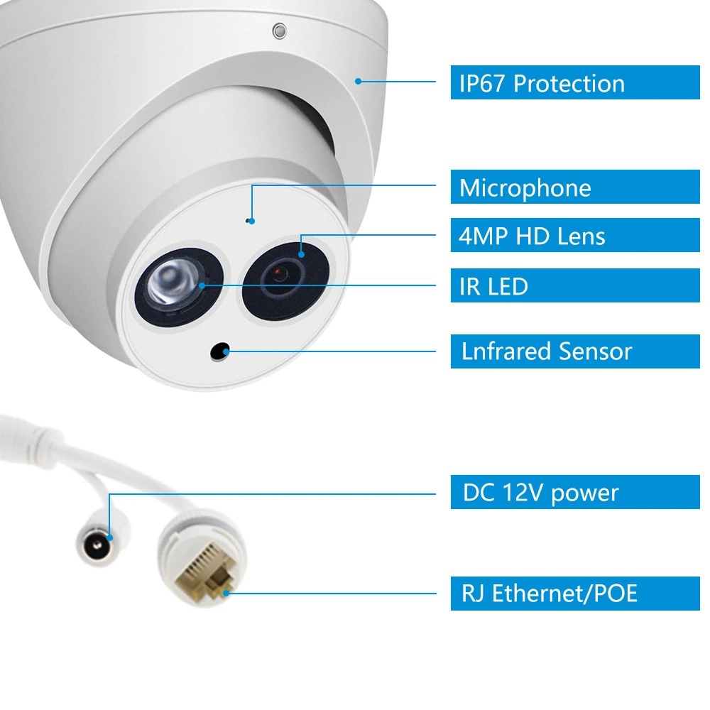 Dahua IP камера 6 МП Встроенный микрофон IPC HDW4631C A PoE металлический корпус мини