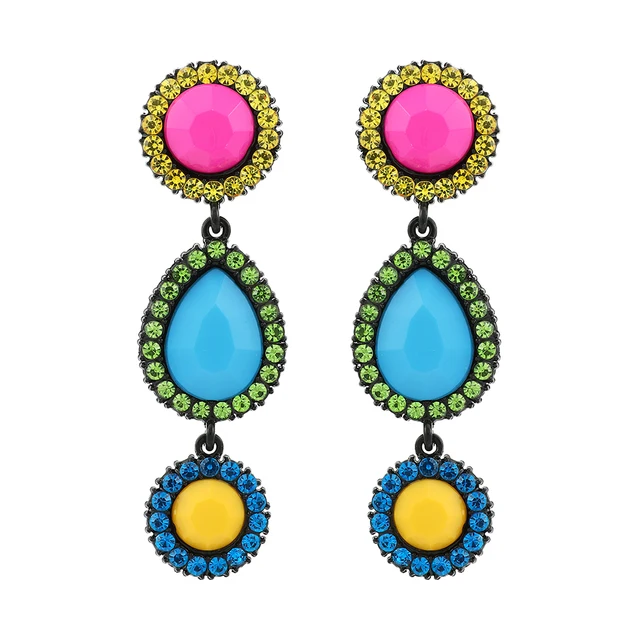 Ztech New Green Series Set Earrings Designer Jewelry Crystal Tassel Za Accessories Handmake Statement Bijoux Pendientes Brincos E1597