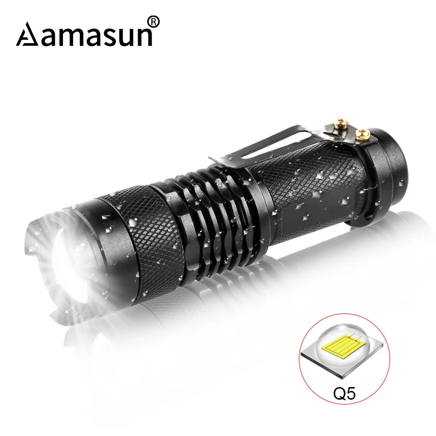 

Mini LED Flashlight Q5 Torch Lantern AA or 14500 Powered Adjustable Zoomable Linterna LED 3 Mode Waterproof Outdoor Penlight