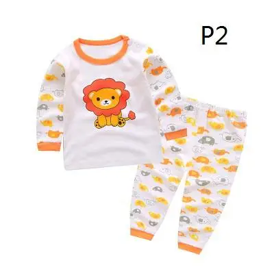 Весенние пижамы для мальчиков и девочек комплект детской одежды, комплекты одежды для малышей Детская футболка с длинными рукавами и рисунком+ штаны, домашняя одежда - Цвет: P2