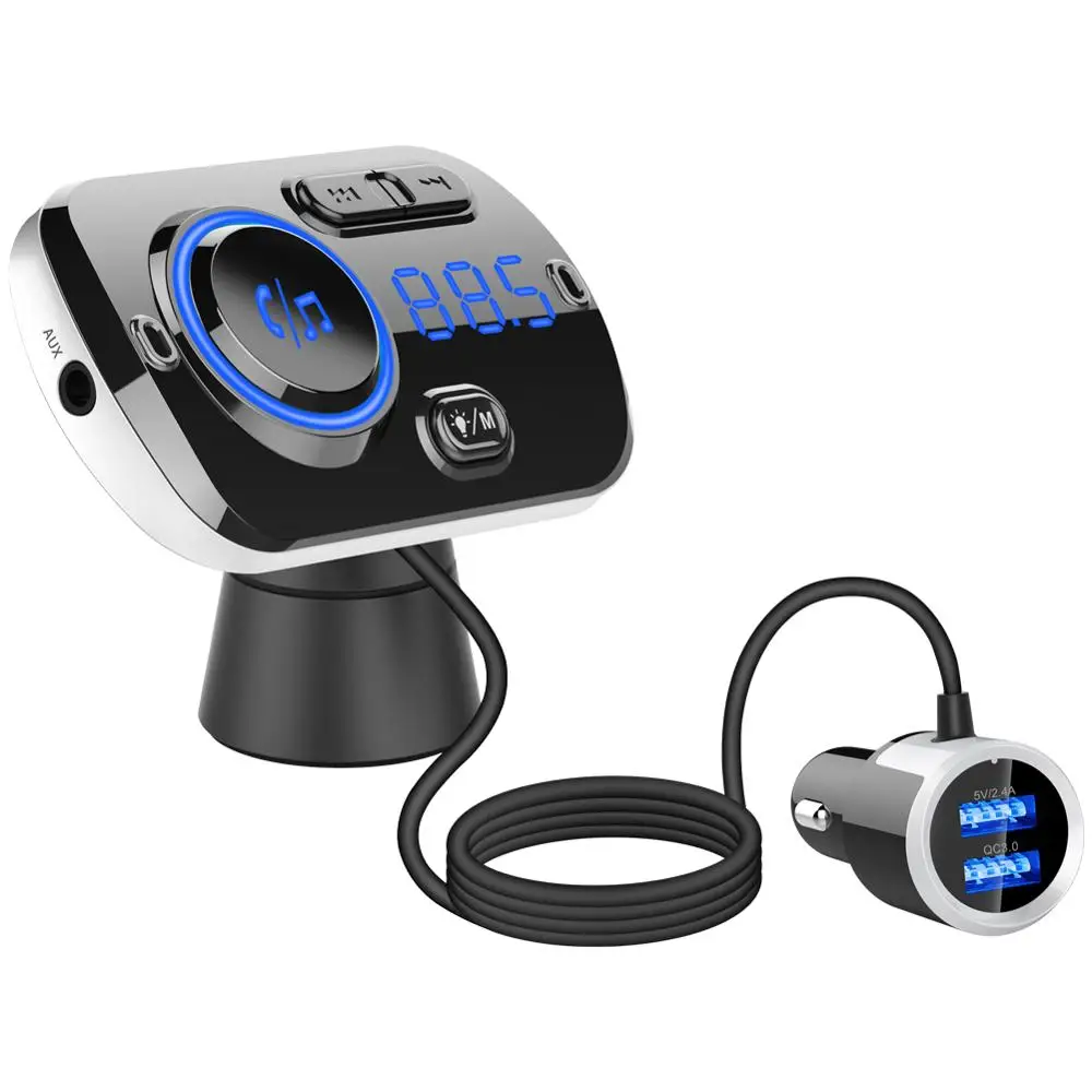 Bluetooth 5,0 fm-передатчик QC3.0 автомобильное зарядное устройство адаптер MP3-плеер двойной USB светильник для быстрой зарядки автомобильный комплект с радио/TF картой/музыкой - Тип штекера: Universal
