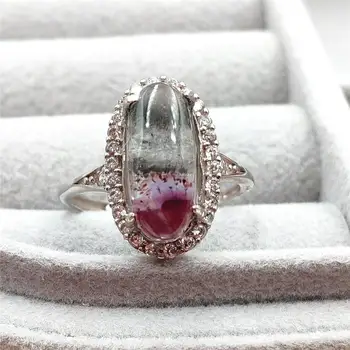 

Genuine Natural Canada Auralite 23 Purple Red Cacoxenite Adjustable Ring 14x7mm Oval 925 Sterling Silver AAAAAA