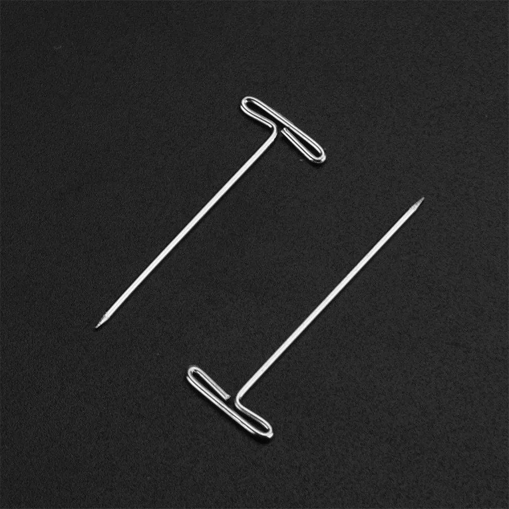 50 Pieces Steel T-pins 1.2 inch for Blocking Knitting, Modelling and Crafts Wig Making Pins Needles Set T-pins Hair Needles tool