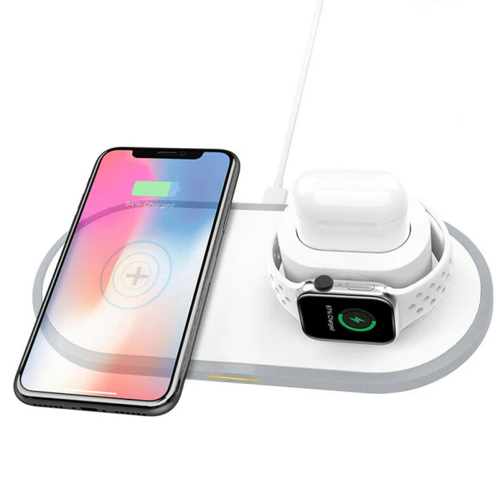3 In1 QI Wireless Charger Dock Stand Fast Charge for iPhone Headsets Apple Watch ND998