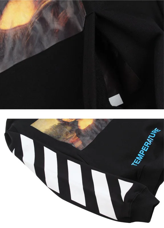 Европа и Америка Мода off White хип хоп картина маслом Мона Лиза печатных с капюшоном для мужчин и женщин толстовка