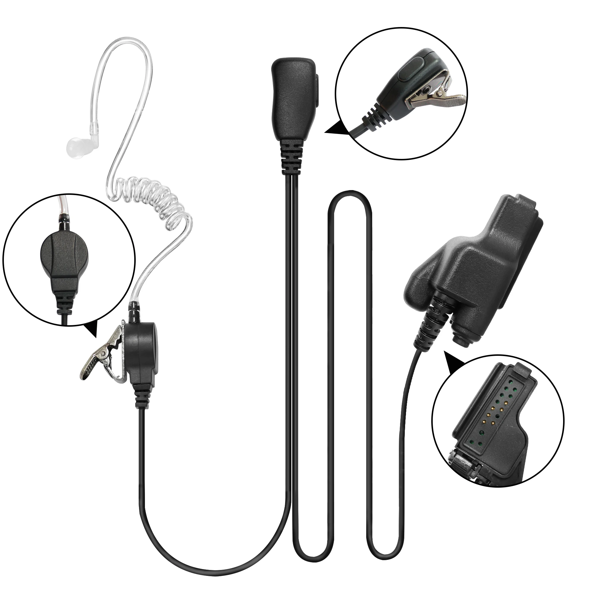 Walkie Talkie Covert Earpiece Acoustic Tube Headset PTT Accessories for HT1000 XTS2500 XTS3000 XTS3500 XTS5000 Radio