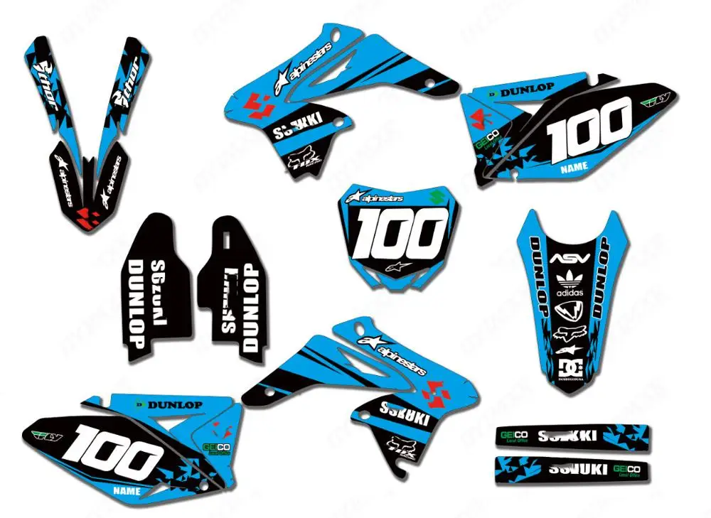Новая команда графика фоны наклейки Наборы для Suzuki RMZ250 РМЗ 250 2010 2011 2012 2013