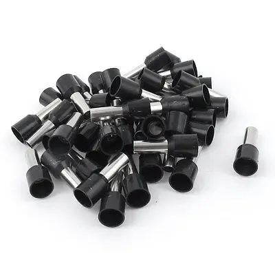 

50pcs AWG18 Wire Copper Crimp Connector Insulated Ferrule Cord Terminal Black