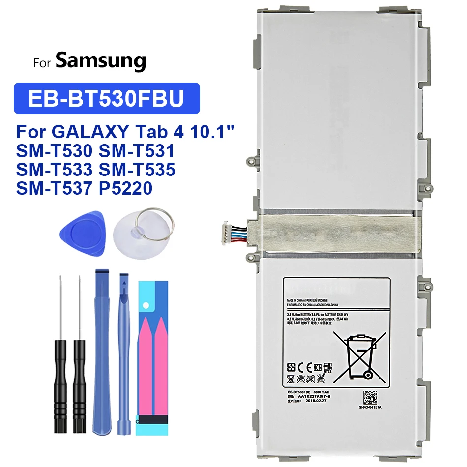EB-BT530FBU EB-BT530FBC Tablet Battery For Samsung Galaxy Tab4 Tab 4 10.1 SM-T530 SM T533 T535 T531 T537 Authentic 6800mAh | Мобильные