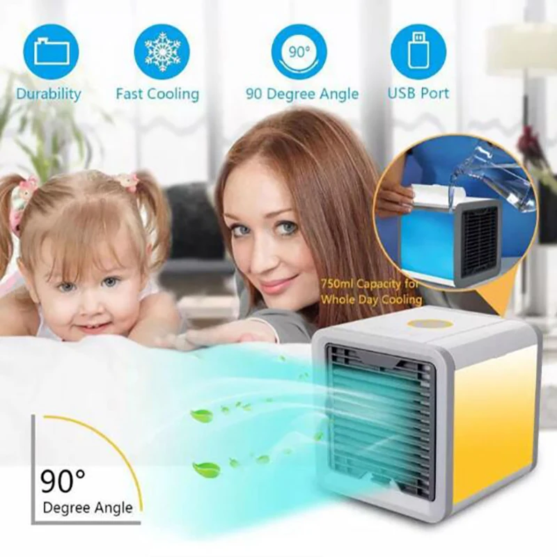 

Mini USB Air Cooler Humidifiers Portable Purifier Arctic Air Conditioners Room Cooling 7 Colors LED Light Space Cooler Table Fan