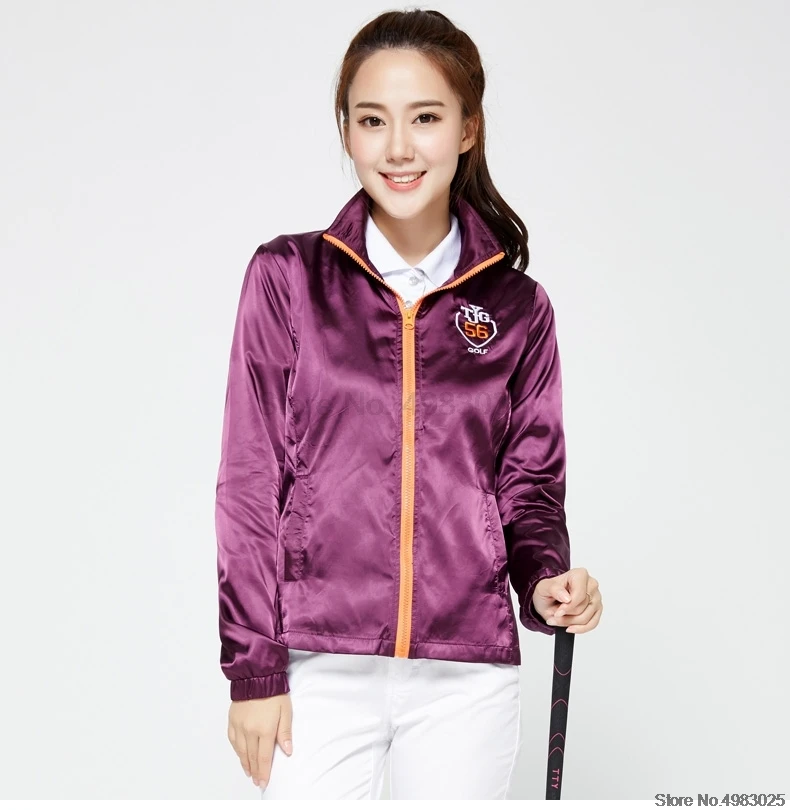 Женская куртка для гольфа на молнии, ветрозащитная куртка для гольфа с длинным рукавом и карманом, спортивная верхняя одежда для гольфа, D0689