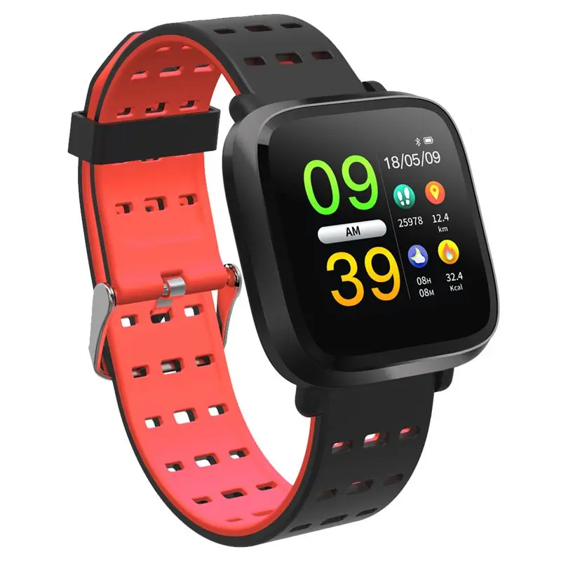

IG-Smart Watch Men Blood Pressure IP67 Waterproof Fitness Tracker Clock Smartwatch For IOS Android Wearable Devices Black Red