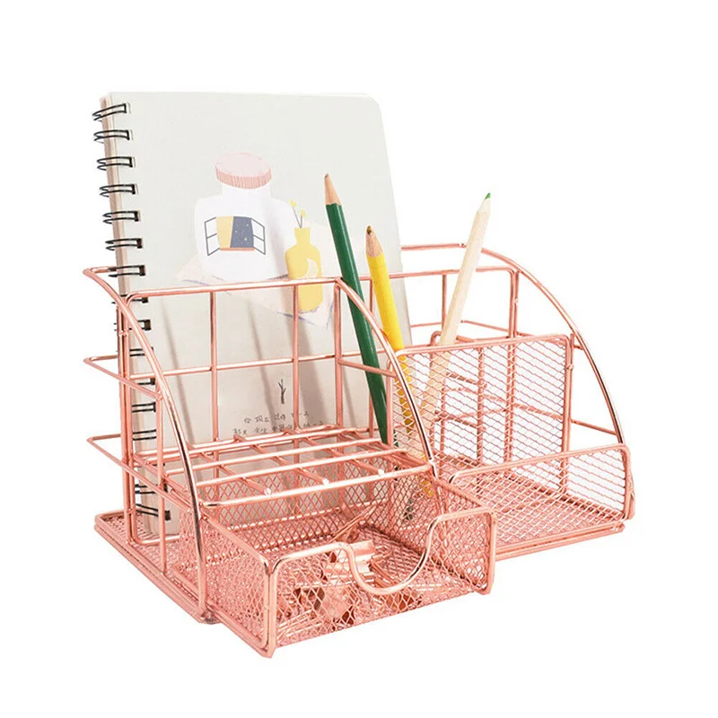 

Fashion Metal Desktop Holder Office Storage Box Pencil Pen Desk Mesh Organizer FO Sale