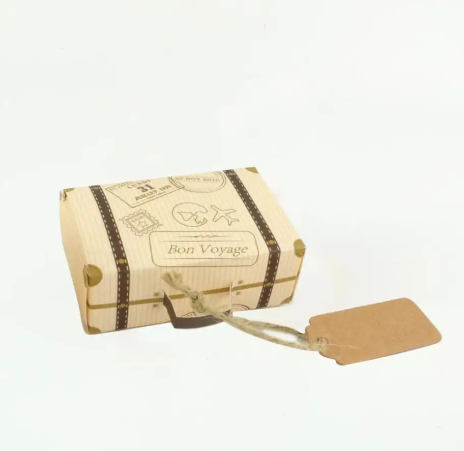 50pcs Mini Suitcase Kraft Candy Box Bonbonniere Wedding Gift Boxes Travel Themed Party for Anniversary Birthday Baby Shower | Дом и сад