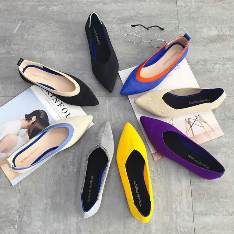 New Black White Pointed Toe Women Shoes Luxury Brand Flat Shoes Women Spring Autumn Flats Ladies Loafers Sapatos