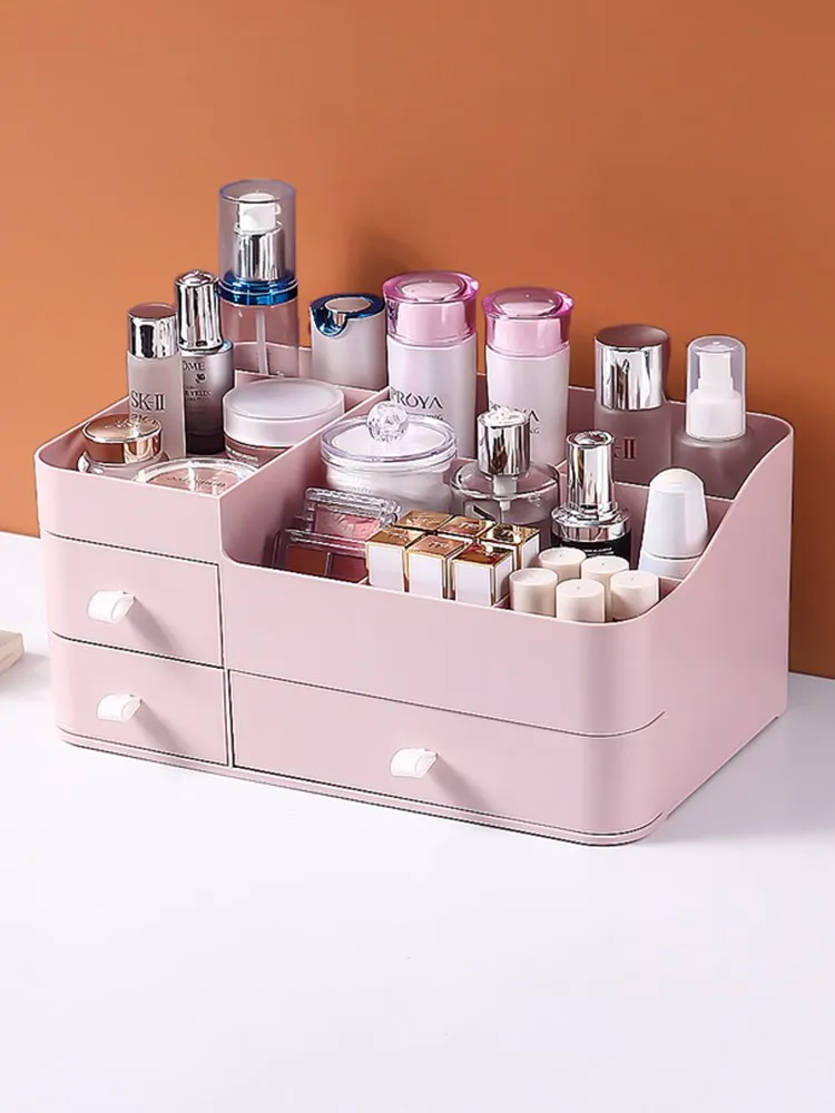 

Household Cosmetics Storage Box Plastic Drawer Large Organizing Skin Care Products Desktop Organization Dormitory Dresser Shelf