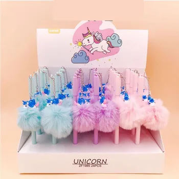

24 pcs/lot Kawaii Unicorn Pendant Gel Pen Cute 0.5 mm black ink Signature Pens School Office writing Supplies Promotional Gift