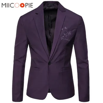 

2019 Brand Men Blazer Designs Casual Business Slim Fit Embroidery Blazer Masculino Party Weeding Formal Tuxedo Mens Suit Jacket