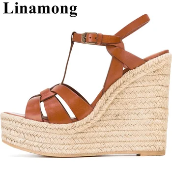 

Summer Platform Wedges Women Sandasl Hottest High Heel Mixed ColorBuckle Strap Knit sole Fashion Women Sandals High Quality Shoe