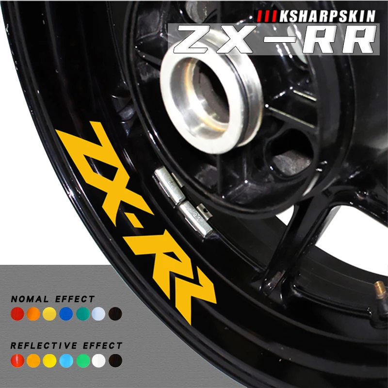 

Motorcycle wheel logo stickers reflective protection decals rim night safety reminder film for KAWASAKI ZX-RR ZX RR zxrr