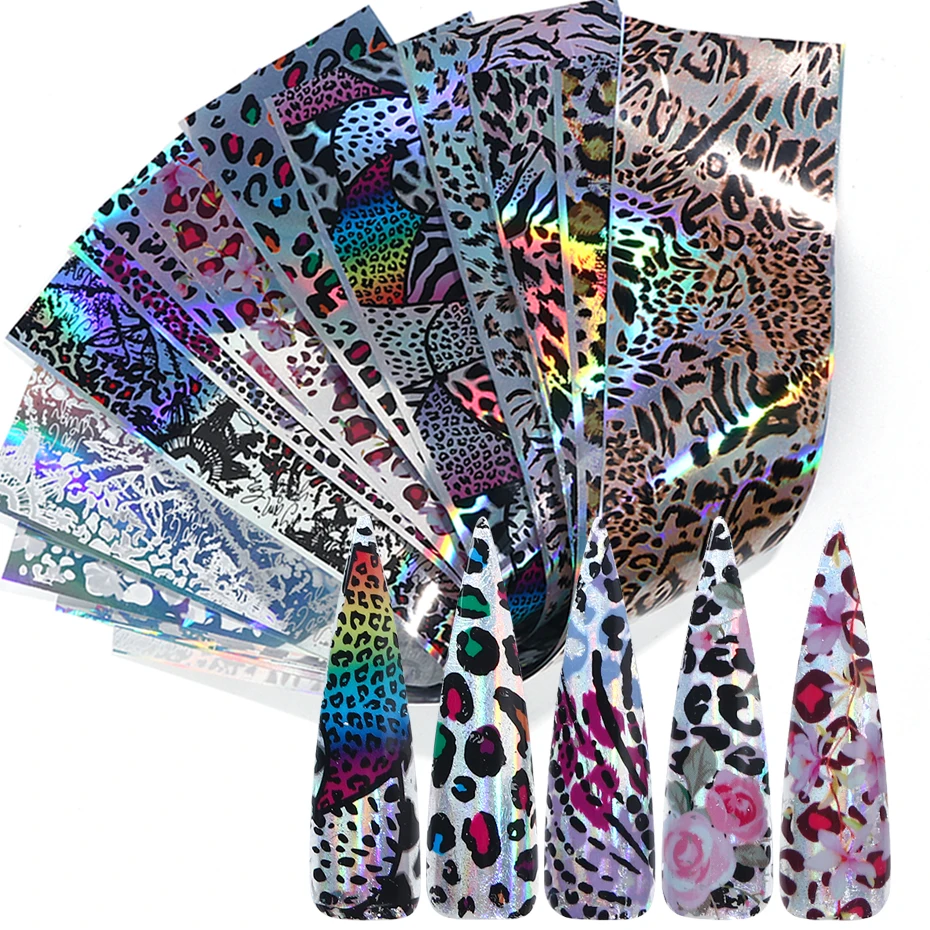 10 шт. звездное небо Фольга для ногтей наклейки-лак голографические Переводные слайдеры бумага сделай сам дизайн ногтей маникюр Дизайн LE1022