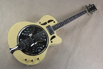 

2019 New + Factory + Hollow body Resonant Electric Guitar Wood color Dobro Resonator Electric Guitar Free Shipping