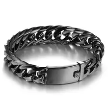 15 мм ширина высокого качества 316L Нержавеющая сталь Черный тон кубинская бижутерия с панцирным плетением мужской браслет/браслет 8-1" подарок