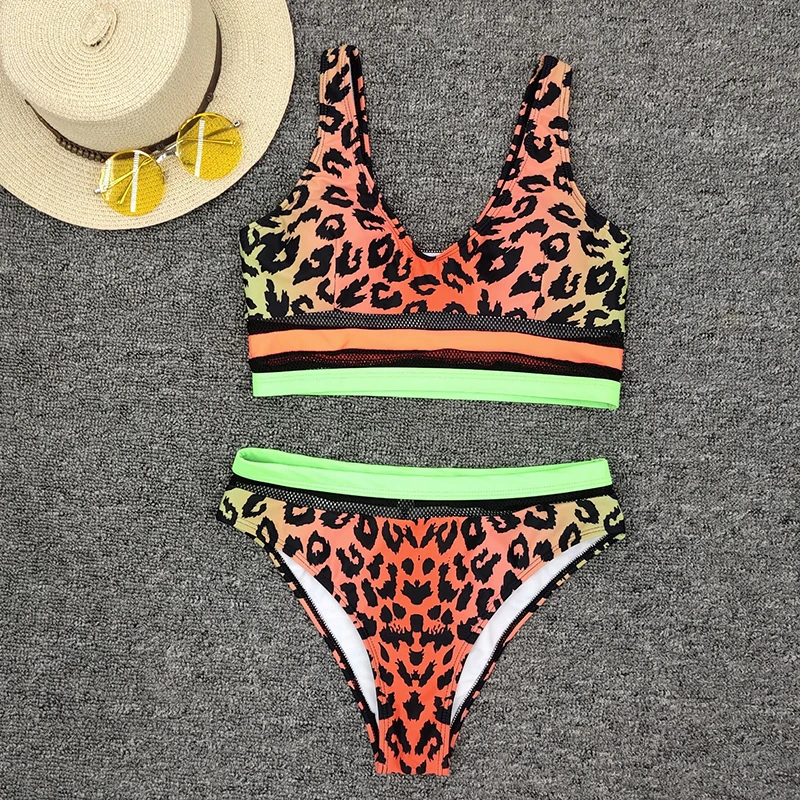 KAMIYING Leopard swimsuit female Patchwork bikini set 2020 See through swimwear Summer women's swimming suit KAMIYING Leopard swimsuit female Patchwork bikini set 2020 See through swimwear Summer women's swimming suit