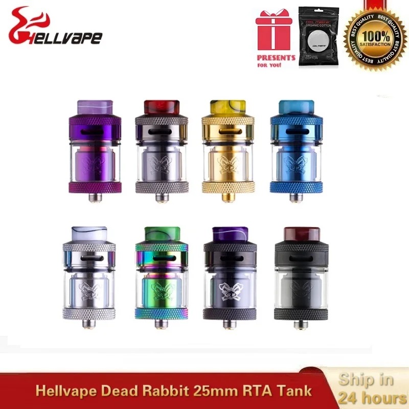Economici Hellvape Morto Coniglio 25 millimetri RTA Vape Serbatoio 4.5ML Atomizzatore Con Resina Driptip Singola A Doppia Bobina Ricostruire Vaper Vaporizzatore vs Drop Dead