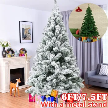 

7.5ft Hinged Fir Pencil Artificial Christmas Tree With Metal Foldable Stand