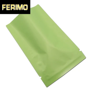 

200Pcs/lot Matte Green Open Top Aluminum Foil Package Bag Food Snack Vacuum Sealing Mylar Packaging Pouch Candy Pack Bag