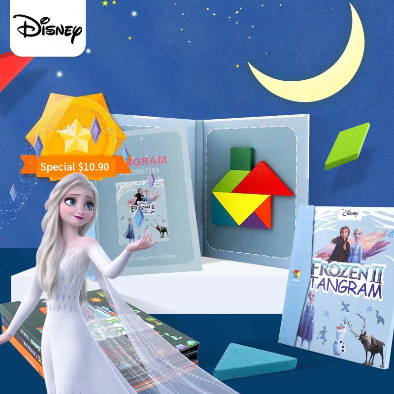 

Disney Magnetic 3D Jigsaw Puzzle Frozen 2 Tangram Educational Toy Montessori Learning Education Board Game Toy Baby Wooden Toy