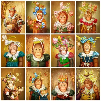 

DIY Painting By Numbers Monkey Oil Coloring By Numbers Animals Wall Art Canvas Picture Hand Painted Home Decoration Gift 40x50CM