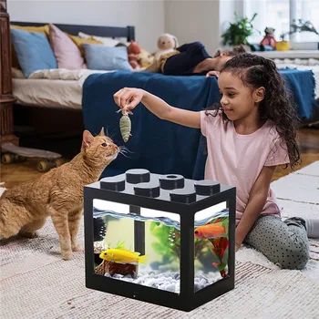 Mini Multicolor Stackable Building Blocks Ecological Creative Aquarium Fish Spider Tank Small Reptile Pet Box Home Decoration 2