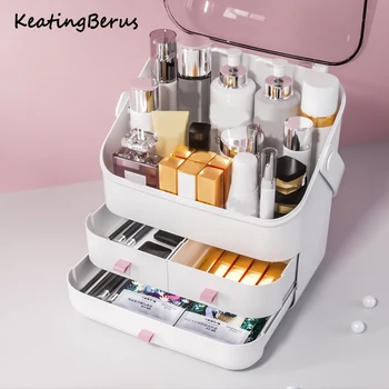 

Women Multilayer Storage Box Portable Pretty Suitcase Large Capacity Professional Makeup Organizer Fashion Toiletry Cosmetic Bag