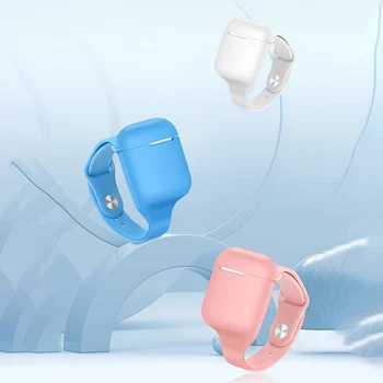 

Watch Belt Wrist Strap Soft Silicone Solid Color Protect Case Cover for Apple Bluetooth Earphone for Airpods 1/2 Charging Box