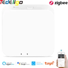 Zigbee gateway tuya inteligente zigbee hub ponte vida inteligente app voz controle remoto sem fio tamanho pequeno trabalho com alexa casa do google