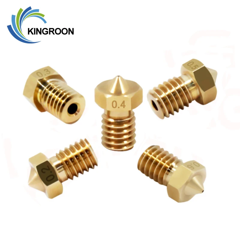 

KINGROON 3pcs V5 V6 E3D Nozzle M6 Thread 3D Printer Patrs 0.2 0.4 0.6 0.8 1.0mm All Metal Brass Nozzle For 1.75mm 3mm Filament