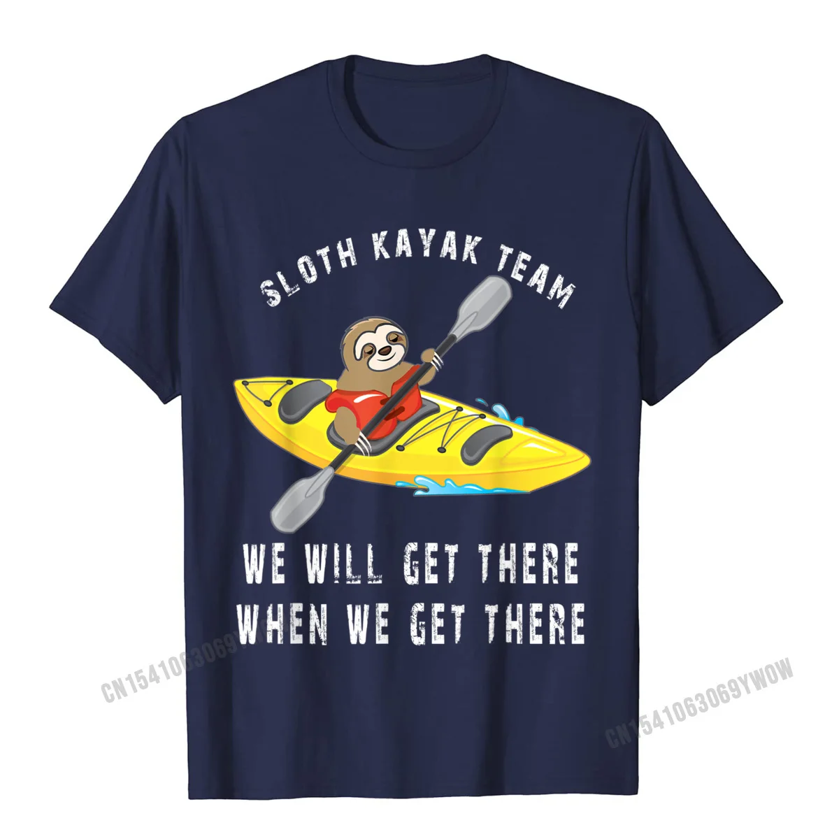 Classic 2021 Popular Leisure Tops T Shirt Round Collar Fall 100% Cotton Short Sleeve T-Shirt for Men Simple Style Tops Tees Sloth Paddling Kayak Team funny Sloth Team T-Shirt__546 navy